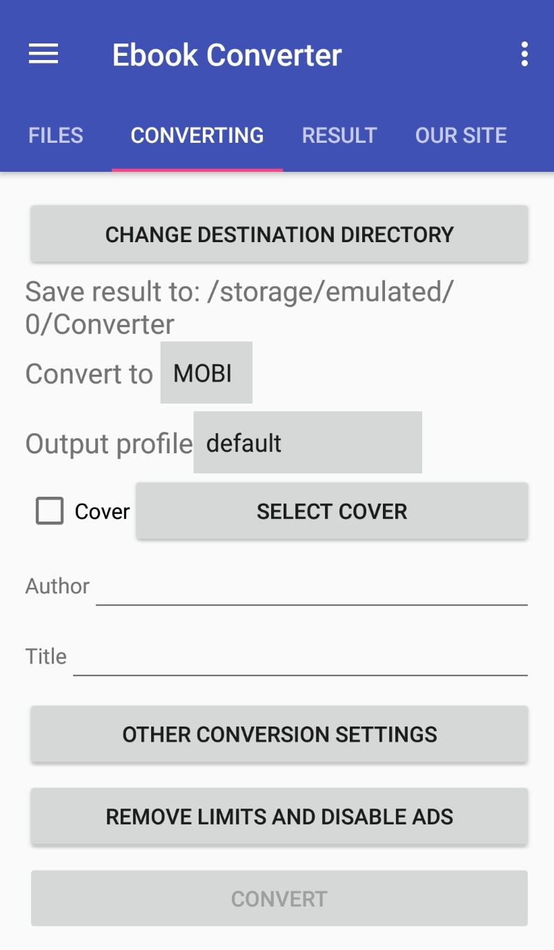 calibre android app for mobi files